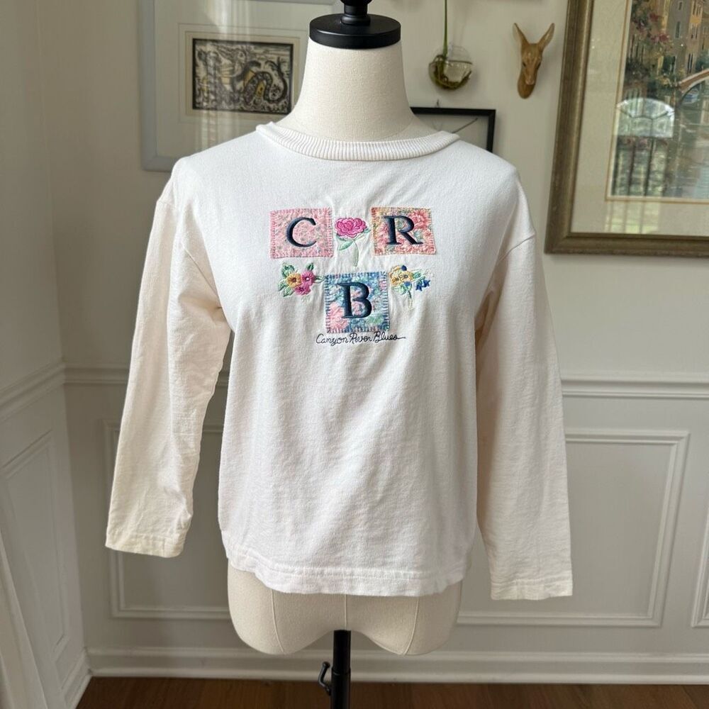 Vintage 90s Canyon River Blues Crop Applique Tshirt M